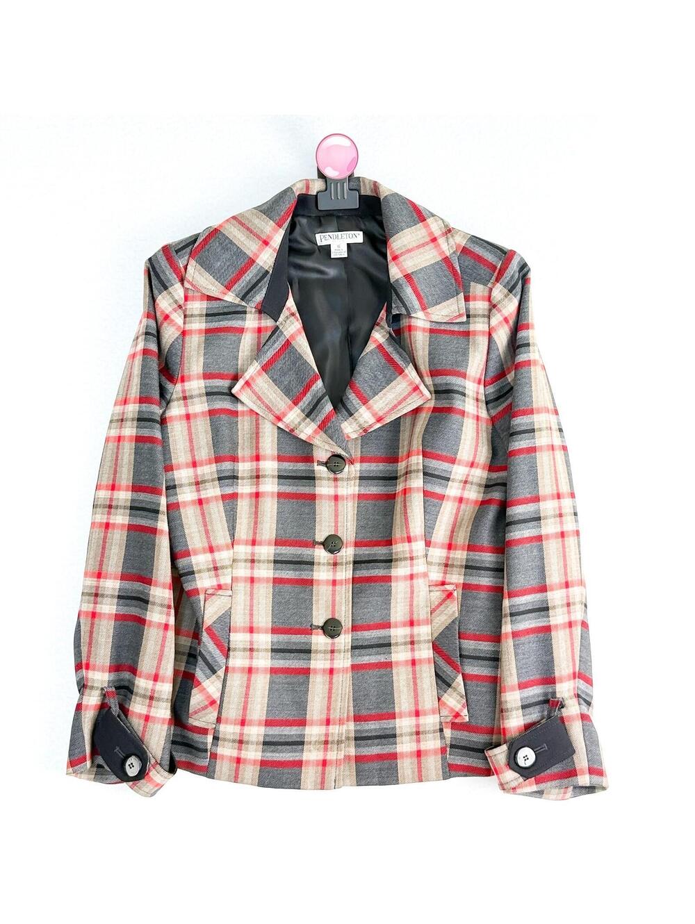 Pendleton Vintage Virgin‎ Wool Plaid Blazer Western Ranchwear Jacket Womens 16